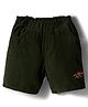 Olio Kids Cotton Woven Above Knee Length Shorts with Embroidery - Olive Green