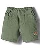 Olio Kids Cotton Woven Above Knee Length Shorts with Embroidery - Light Green