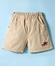 Olio Kids Cotton Woven Above Knee Length Shorts with Embroidery - Beige