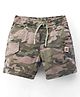 Olio Kids Cotton Woven Above Knee Length Shorts with Camouflage Print & Bear Patch - Olive Green