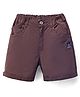 Olio Kids Cotton Woven Above Knee Length Solid Color Short - Burgandy
