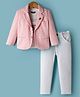 Dapper Dudes Full Sleeves Alphabets Printed Blazer With Typography Printed Tee & Pant Set - Pink