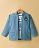 Dapper Dudes Full Sleeves Numericals Embroidered Blazer With Typography Printed Tee Set - Blue