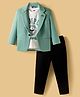 Dapper Dudes Full Sleeves Solid Blazer With Tee & Pant Set - Green