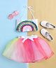 TINY MINY MEE Satin Woven Sleeveless Rainbow Designed Top & Skirt Set - Multi Colour