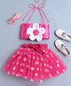 TINY MINY MEE Satin Woven Sleeveless Floral Applique Detailed Top & Skirt Set - Magenta