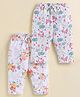 Biskid Cotton Knit Pack Of 2 Floral & Flamingoes Printed Capris - White Pink & White Orange