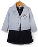 Enfance Solid Knee Length Dress With Full Sleeves Butterfly Patch Detailed Jacket - Sky Blue
