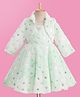 Enfance Hearts Foil Printed Knee Length Dress With Full Sleeves Coordinating Shrug - Green