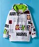 Pine Kids Marvel Terry Knit Drop Shoulder Full Sleeves Hooded Sweatshirt With Avengers Graphics - White