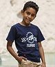tiny toonzzz Cotton Knit Half Sleeves Turbo Text Printed Tee - Navy Blue