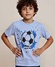 tiny toonzzz Cotton Knit Half Sleeves Soccer Squad Text Printed Tee - Sky Blue