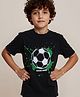 tiny toonzzz Cotton Knit Half Sleeves Soccer Squad Text Printed Tee - Black