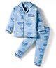 WOW Clothes Cotton Woven Full Sleeves Night Suit With Vehicle Print - Light Blue