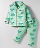 WOW Clothes Cotton Woven Full Sleeves Co-ords Night Suit With Vehicle Print - Light Green