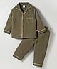 WOW Cotton Woven Full Sleeves Night Suit With Text Applique - Green
