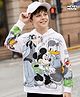 Pine Kids Disney Terry Knit Drop Shoulder Full Sleeves Sweatshirt with Mickey Mouse & Friends Graphic - White