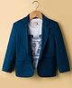 Rikidoos Full Sleeves Solid Blazer With Numericals Printed Tee - Blue & White