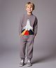 Cherry Crumble By Nitt Hyman Knit Full Sleeves Space Shuttle Patch Detailed Winter Tee & Pajama Set - Grey