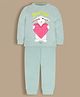 Cherry Crumble By Nitt Hyman Knit Full Sleeves Bunny Patch Detailed Winter Night Suit Set - Mint
