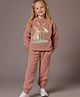 Cherry Crumble By Nitt Hyman Knit Full Sleeves Bunny Patch Detailed Winter Tee & Pajama Set - Peach