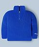 Cherry Crumble By Nitt Hyman Cotton Blend Knit Full Sleeves Self Designed High Neck Heavy Winter Sweater - Blue