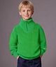Cherry Crumble By Nitt Hyman Cotton Blend Knit Full Sleeves Self Designed High Neck Heavy Winter Sweater - Green