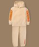 Cherry Crumble By Nitt Hyman Knit Full Sleeves Brand Name Patch Detailed Hooded Heavy Winter Sweatshirt & Joggers Set - Beige