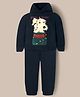 Cherry Crumble By Nitt Hyman Knit Full Sleeves Cute Dog Patch Embroidered Hooded Sweatshirt & Joggers Set - Dark Grey