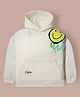 Cherry Crumble By Nitt Hyman Knit Full Sleeves Smiley Face Printed Light  Winter Hoodie - Cream