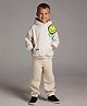 Cherry Crumble By Nitt Hyman Knit Full Sleeves Smiley Face Printed Light  Winter Hoodie - Cream
