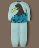 Cherry Crumble By Nitt Hyman Knit Full Sleeves Monster Designed Winter Night Suit Set - Blue