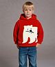 Cherry Crumble By Nitt Hyman Knit Full Sleeves Polar Bear Patch Embroidered Light Winter Hooded Sweatshirt - Red