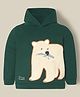 Cherry Crumble By Nitt Hyman Knit Full Sleeves Bear Patch Detailed Light Winter Hooded Sweatshirt - Dark Green