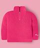 Cherry Crumble By Nitt Hyman Cotton Blend Knit Full Sleeves Self Designed High Neck Heavy Winter Sweater - Pink