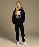 Cherry Crumble By Nitt Hyman Knit Full Sleeves Happy Holidays Text Designed Hooded Heavy Winter Sweatshirt & Joggers Set - Black