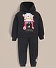 Cherry Crumble By Nitt Hyman Knit Full Sleeves Happy Holidays Text Designed Hooded Heavy Winter Sweatshirt & Joggers Set - Black