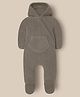 Cherry Crumble By Nitt Hyman Knit Full Sleeves Solid Hooded Sleepsuit - Brown