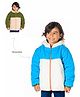 Cherry Crumble By Nitt Hyman Woven Full Sleeves Cut & Sew Light Winter Hooded Reversible Jacket - Blue & Cream