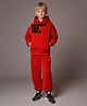 Cherry Crumble By Nitt Hyman Knit Full Sleeves Brand Name Flock Printed Hooded Heavy Winter Sweatshirt & Joggers Set - Red