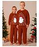 Cherry Crumble By Nitt Hyman Knit Christmas Theme Full Sleeves Ho Ho Ho Text Embroidered Winter Tee & Pajama Set - Brown