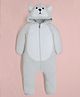 Cherry Crumble By Nitt Hyman Knit Full Sleeves Teddy bear Embroidered & Applique Detailed Hooded Romper - Grey