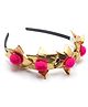 Aabacus Festive Theme Floral Applique Detailed & Gota Lace   Embellished Hair Band - Rani Pink