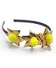 Aabacus Festive Theme Floral Applique Detailed & Gota Lace Embellished Hair Band - Yellow