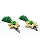 Aabacus Festive Theme Star Applique & Pom Pom Detailed Snap Clips - Green