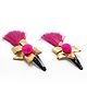 Aabacus Festive Theme Star Applique & Pom Pom Detailed Snap Clips - Rani Pink