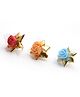 Aabacus Festive Theme Set Of 3 Floral Applique Detailed Finger Rings - Multi Colour