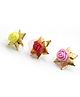 Aabacus Festive Theme Set Of 3 Floral Applique Detailed Finger Rings - Multi Colour