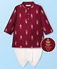 EARTHY TOUCH Woven Full Sleeves Kurta Dhoti Set with Motif Glitter Print - Maroon