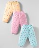 Simply Single Jersey Knit Lounge Pants Full Length With Bow & Tropical Print Pack of 3 -Pink Light Blue & Orange